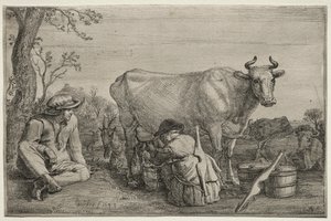 Het melkmeisje door Gerrit Claesz. Bleker