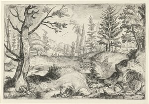 Landschap met beekje door Gerrit Gauw