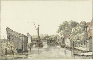 Gezicht van de Ringdijk op de Schulpbrug, ziende naar de Utrechtse zijde van de Amstel door Gerrit Lamberts