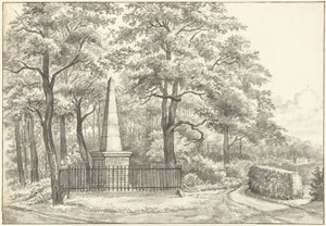 Het gedenkteken voor Witte van Haemstede, in 1817 opgericht door David Jacob van Lennep bij het Huis te Manpad in Heemstede door Gerrit Lamberts