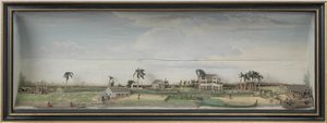Diorama van de Zeezigt koffie- en katoenplantage in Suriname, ca.1815-21