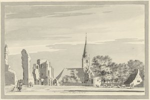 De ruïne van de abdij van Rijnsburg door Gerrit Toorenburgh
