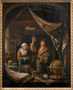 De dokter in urine. Naar een schilderij van Gerard Dow
