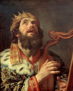 Koning David speelt de harp door Gerrit van Honthorst