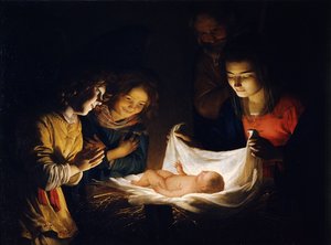 De Aanbidding van het Christuskind door Gerrit van Honthorst
