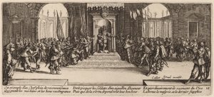 Uitdeling van beloningen door Gerrit van Schagen after Jacques Callot