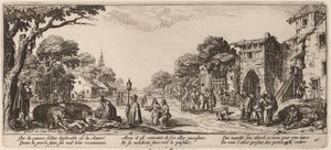 Stervende Soldaten langs de Weg door Gerrit van Schagen after Jacques Callot