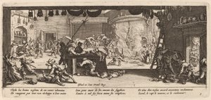 Plundering van een grote boerderij door Gerrit van Schagen after Jacques Callot