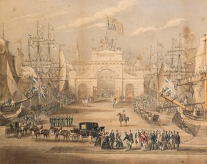 Ontvangst van koningin Victoria, prins Albert en prinses Royal in Dundee door Gershom Gourlay Cumming