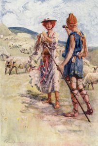 Calidore en Pastorella (kleur litho)
