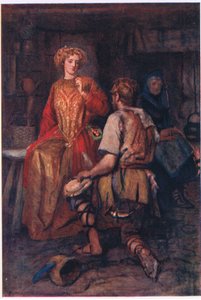 "Vaak bracht hij wilde vruchten uit het bos, waarvan de zijkanten purperrood glimlachten!", Verhalen uit de Faerie Queen gepubliceerd door George Harrap and Company door Gertrude E. Demain (after) Hammond