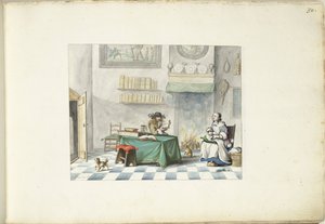 Heer die een dame voorleest door Gesina ter Borch (signed by artist)