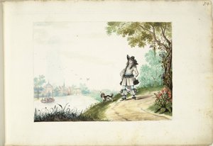 Heer lopend langs een rivier