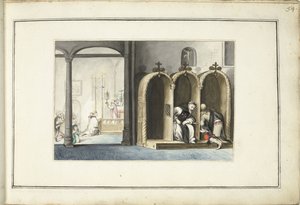 Kerkinterieur met biechtstoel