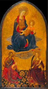De aanbidding van de Maagd en het kind door Sint Jan de Doper en Sint Catharina