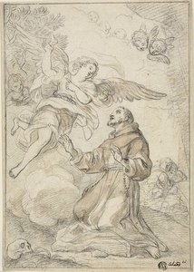 Engel verschijnt aan Sint Dominicus door Giacinto Calandrucci