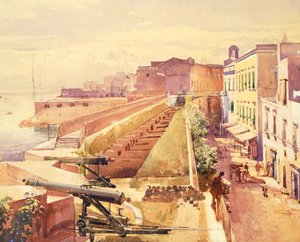 Batterij in Gaeta, door Giacinto Gigante (1806-1876), Italië door Giacinto Gigante
