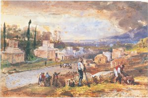 Italië, Pompeii, De Straat van de Graven 1862