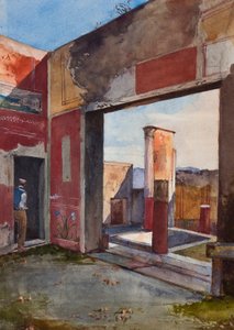 Het huis van Castor en Pollux in Pompeii met een officiële gids, met toevoegingen door een Borbone leerling