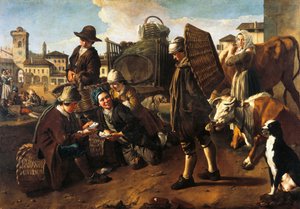 Marktscène door Giacomo Ceruti