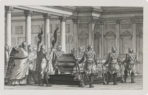 De keizer Paul I opgebaard met een erewacht door Giacomo Antonio Domenico Quarenghi