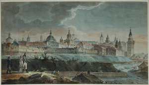 Uitzicht op de Neglinnaya Rivier en Kitay-gorod vanaf het Petrovsky Plein, 1790s door Giacomo Antonio Domenico Quarenghi