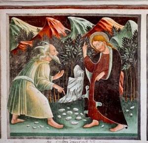Verleidingen van Jezus (detail) door Giacomo Borlone de Buschis