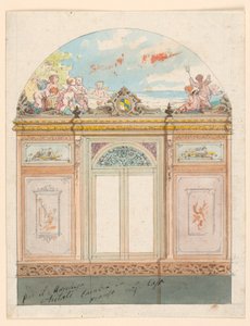 Tekening, geschilderde wanddecoratie, 1870