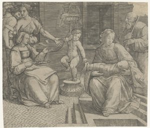 Heilige Familie met Elisabeth en Johannes de Doper door Giacomo Francia