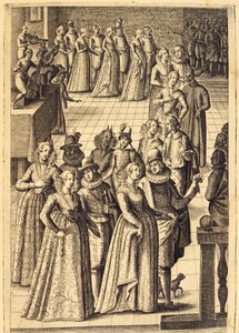Adel op een receptie, gravure