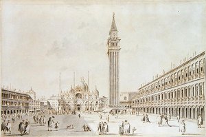 Uitzicht op het Piazza San Marco richting de Basiliek en Campanile