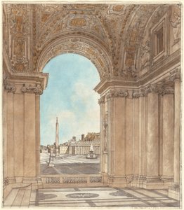 Het Piazza van Sint-Pieter Gezien door een Boog van de Basiliek door Giacomo Quarenghi