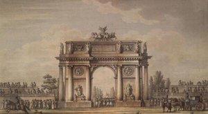 Uitzicht op de Narva-poorten in Sint-Petersburg met tribunes voor toeschouwers door Giacomo Quarenghi