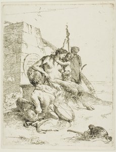 Satyrfamilie met de obelisk, uit Scherzi door Giambattista Tiepolo