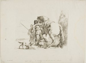 De ruiter die naast zijn paard staat, uit Capricci