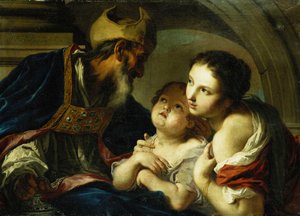Sint Nicolaas van Bari met twee kinderen