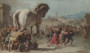 De processie van het Trojaanse paard naar Troje, ca. 1760 door Giovanni Domenico Tiepolo