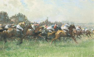 Tattenham Corner, de Epsom Derby door Gilbert Holiday
