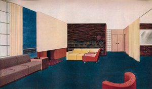 Ontwerp voor een woonkamer door Gilbert Rohde