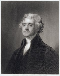 Portret van Thomas Jefferson, gegraveerd door Henry Bryan Hall