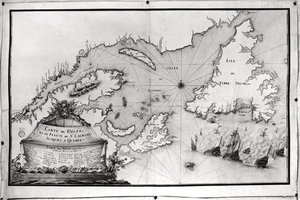 Kaart van de St. Lawrence Golf en Rivier, 1699