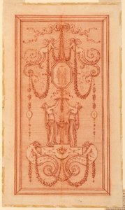 Ontwerp voor een decoratief paneel (met nimfen en slingers)