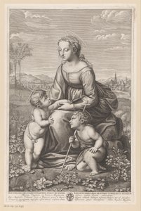 Maria met kind en Johannes de Doper in weidelandschap