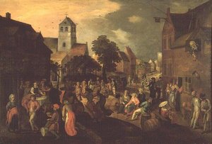 Het Dorpsfeest door Gillis (attr. to) Mostaert