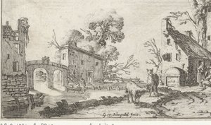 Boerderij en toren aan een rivier