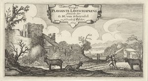 Titelprent van twaalf landschappen met figuren