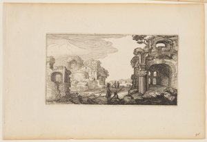 Pad tussen Romeinse ruïnes, uit Twaalf landschappen met figuren