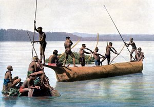 Vissen met een boog, Andamanen en Nicobaren, Indische Oceaan, c1890