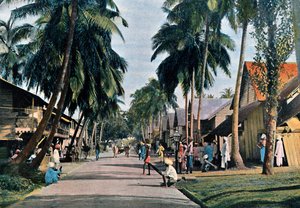 Straat in Port Blair, Andamanen en Nicobaren, Indische Oceaan, ca. 1890