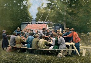 Werklieden kantine in een dorp, Rusland, c1890